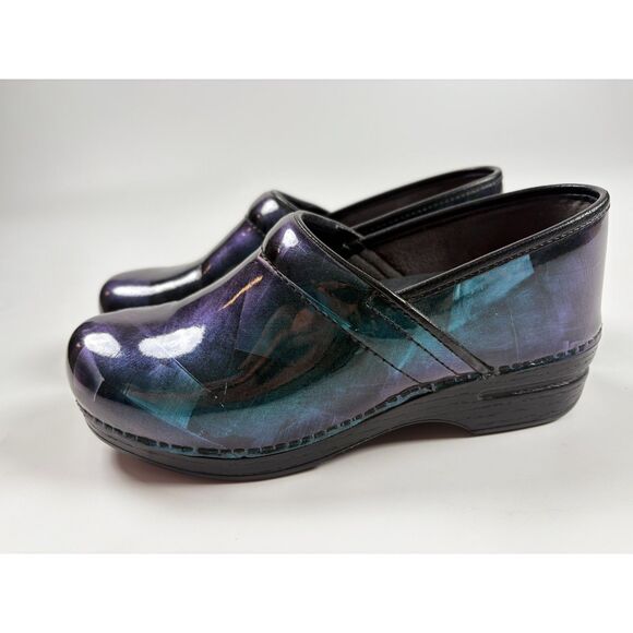 Dansko XP Clogs Women’s Size 40 | Iridescent Galaxy Patent Leather Slip-Ons - Picture 1 of 4